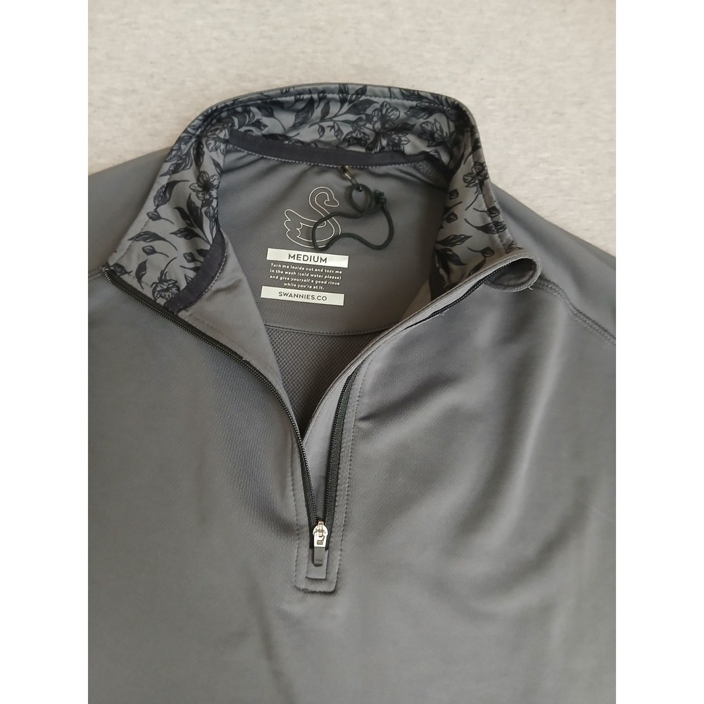 Swannies 1/4 Zip Medium Pullover Performance Golf Stretch Repreve 23 Grey New